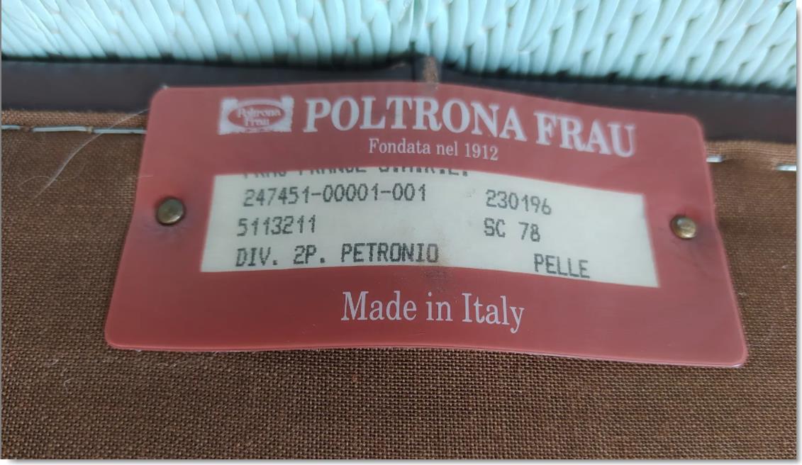 Italian leather sofa Poltrona Frau by Tito Agnoli