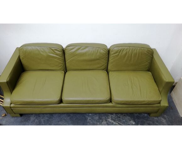 Jansen Olive Green Leather Sofa France 1970 Selency Jansen Olive Green Leather Sofa France, Light Green Leather Sofa Set