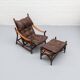 Fauteuil et pouf en bambou des années 1960