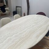 Vintage travertine table, Roche Bobois, France 1970