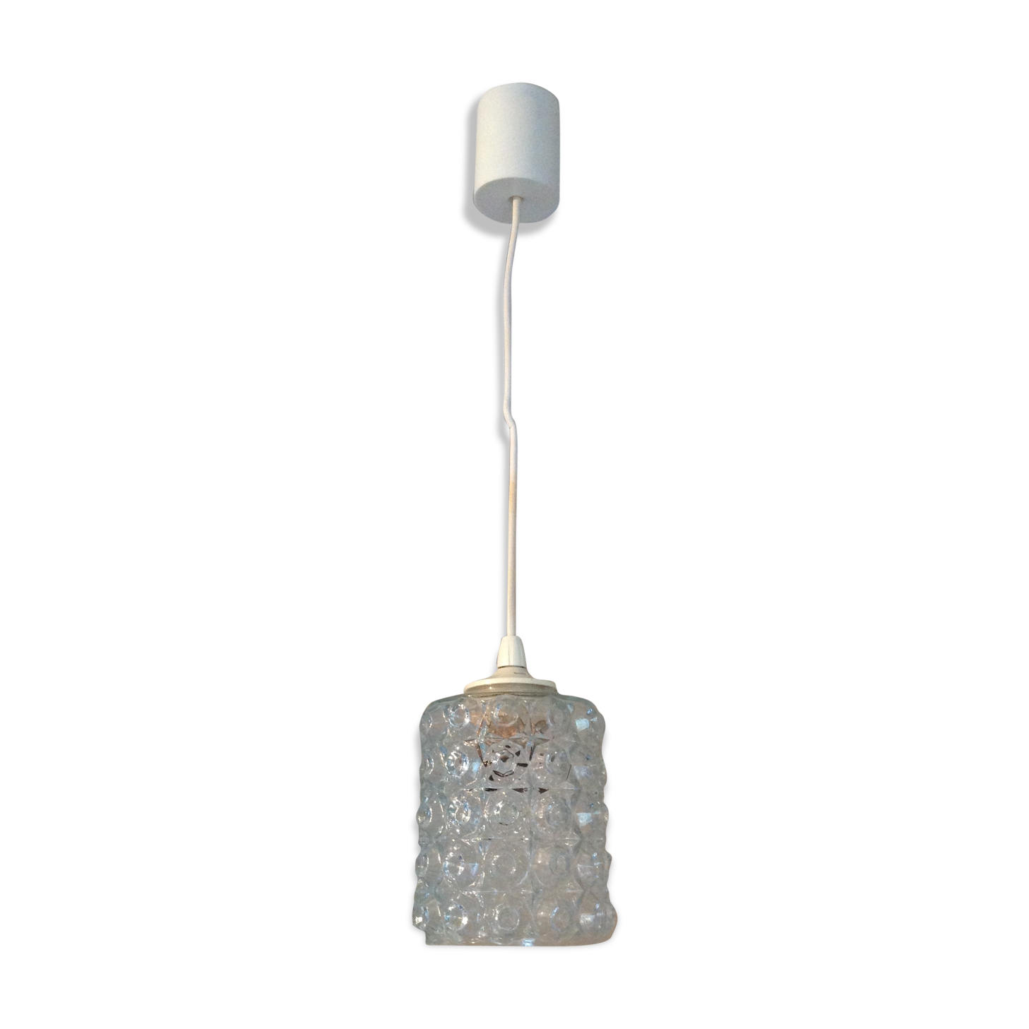 Suspension en verre taillé vintage années 60-70