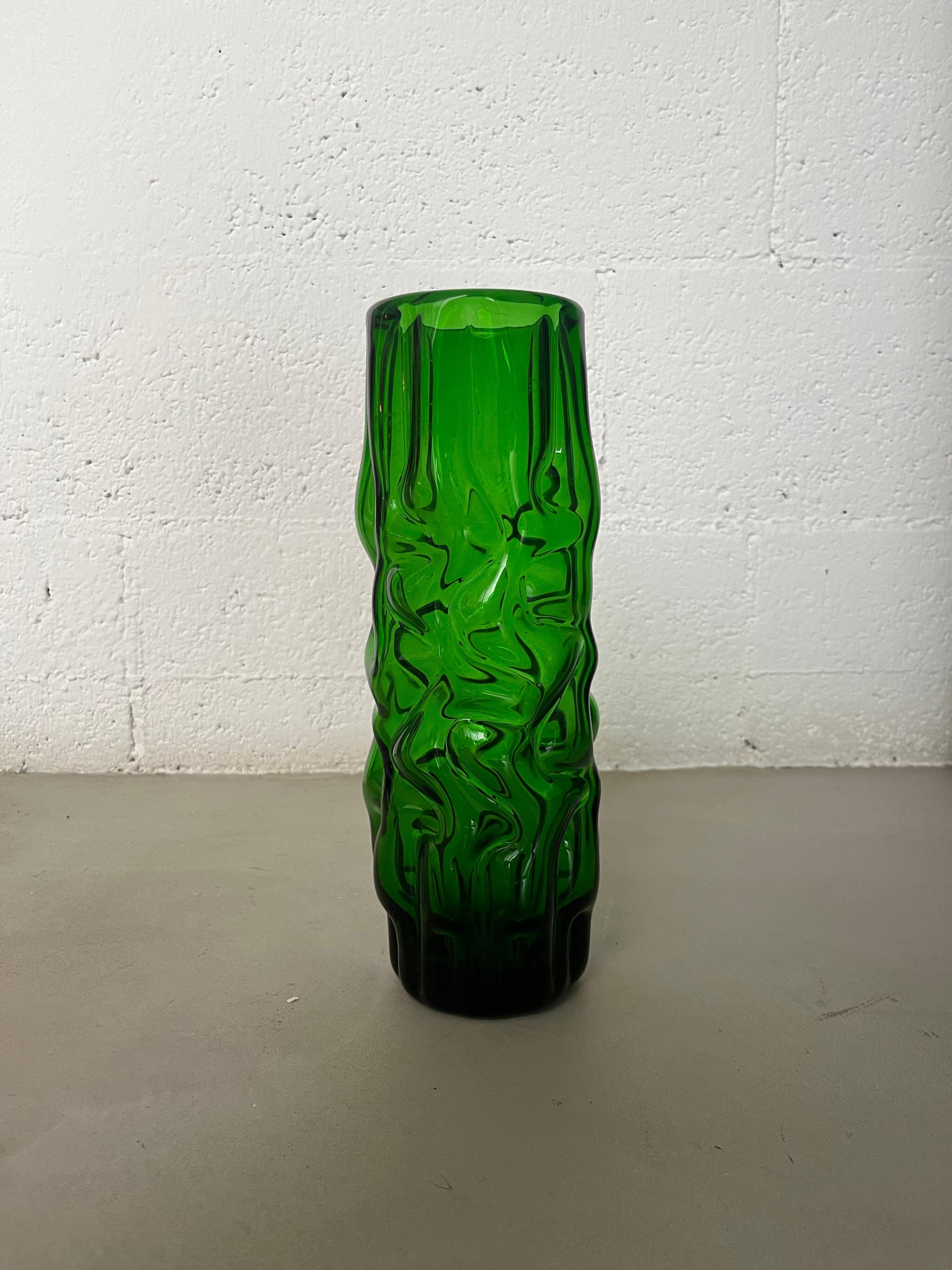 Vintage Murano vase , Emerald Green decorative made in Italy