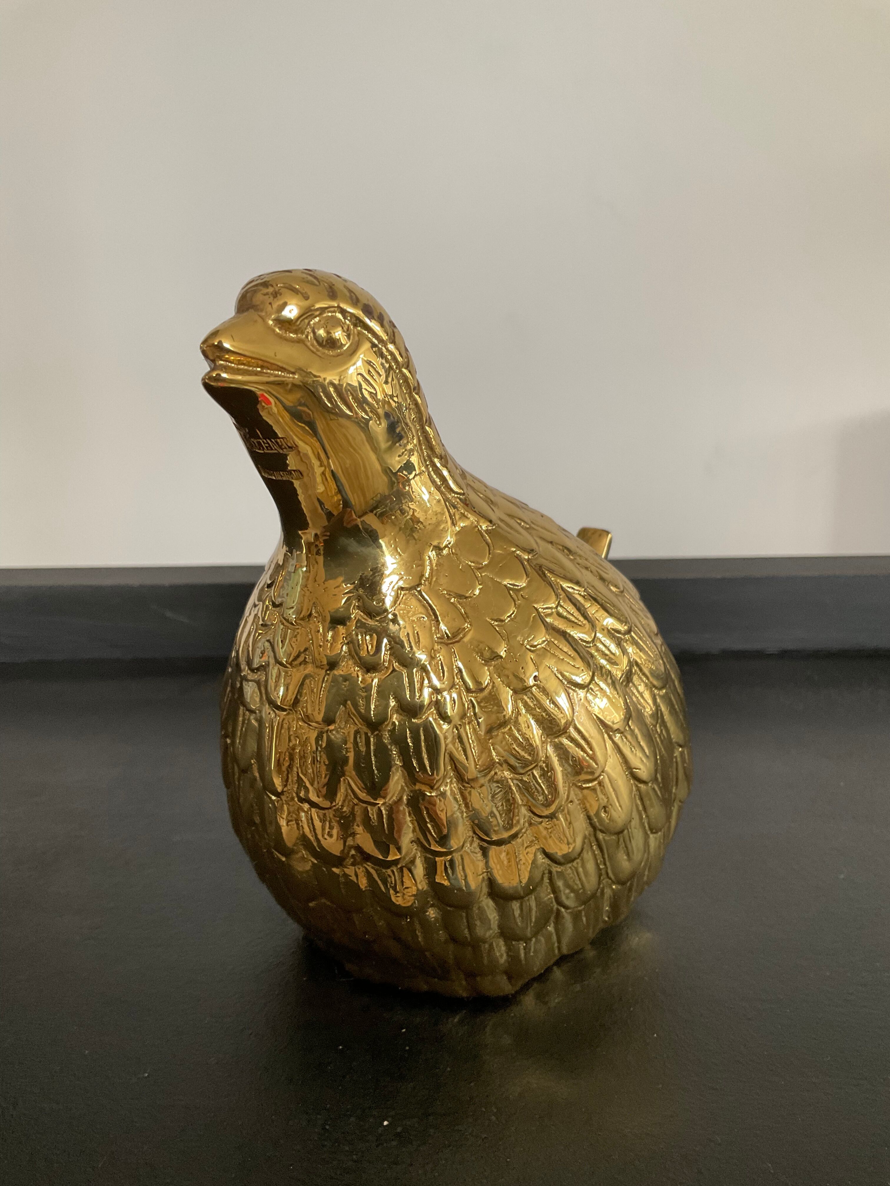 Cendrier en bronze Valenti caille ou perdrix vintage