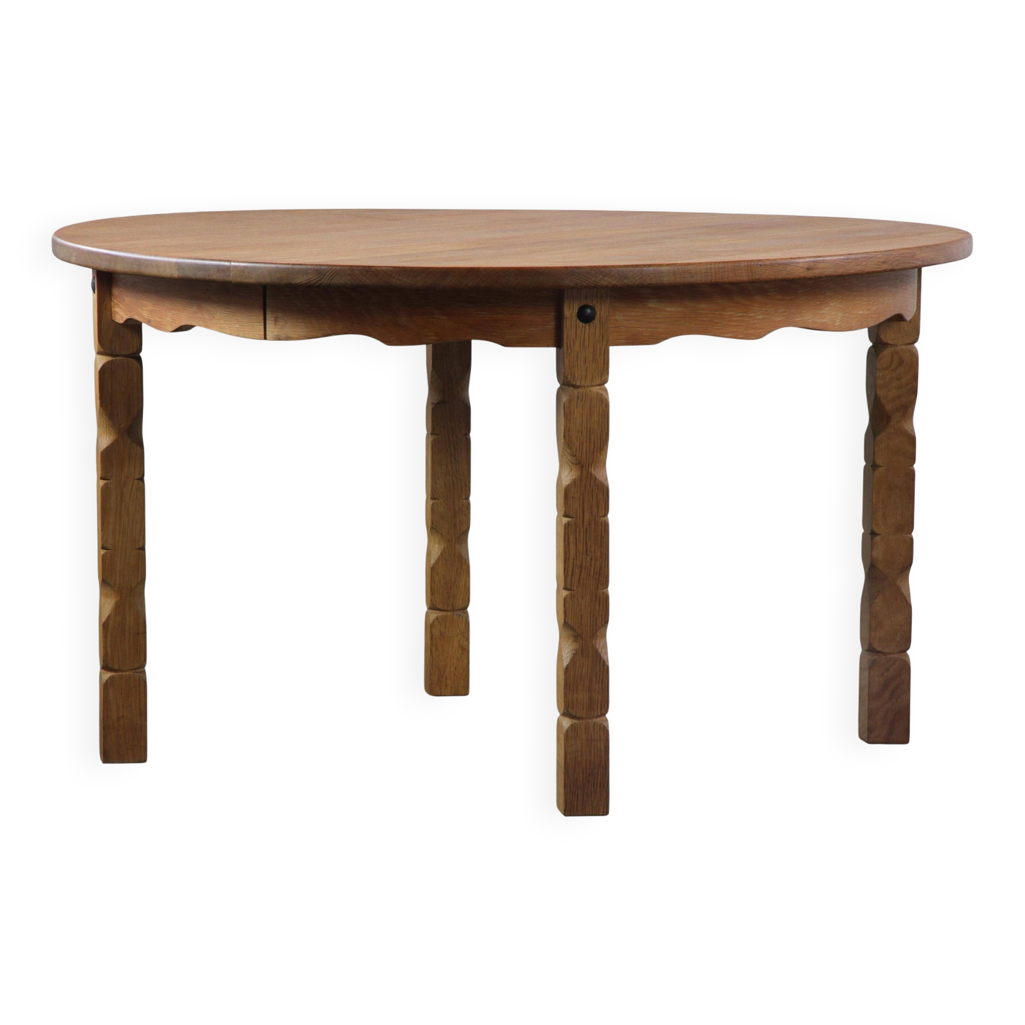Vintage Danish Modern Oak Round Table, H. Kjærnulf style, 1960s