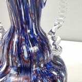 Blue murano glass vase ascribable to fratelli toso with murrines, italy