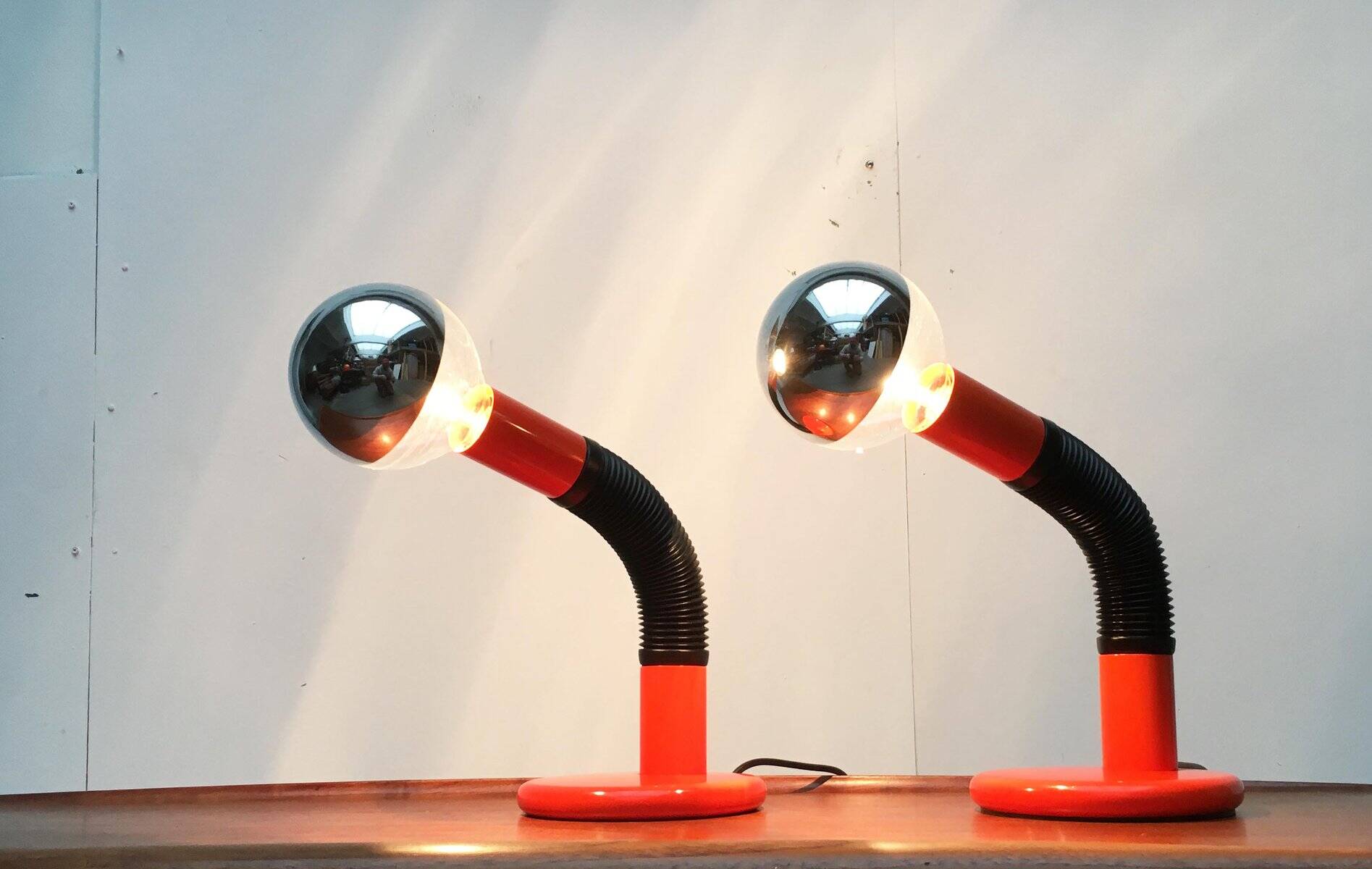Vintage Italian table lamps Space Age by Bellini for Targetti, 1970s.