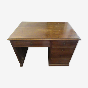 Desk with box, walnut, 5 drawers