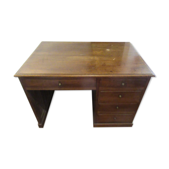 Desk with box, walnut, 5 drawers