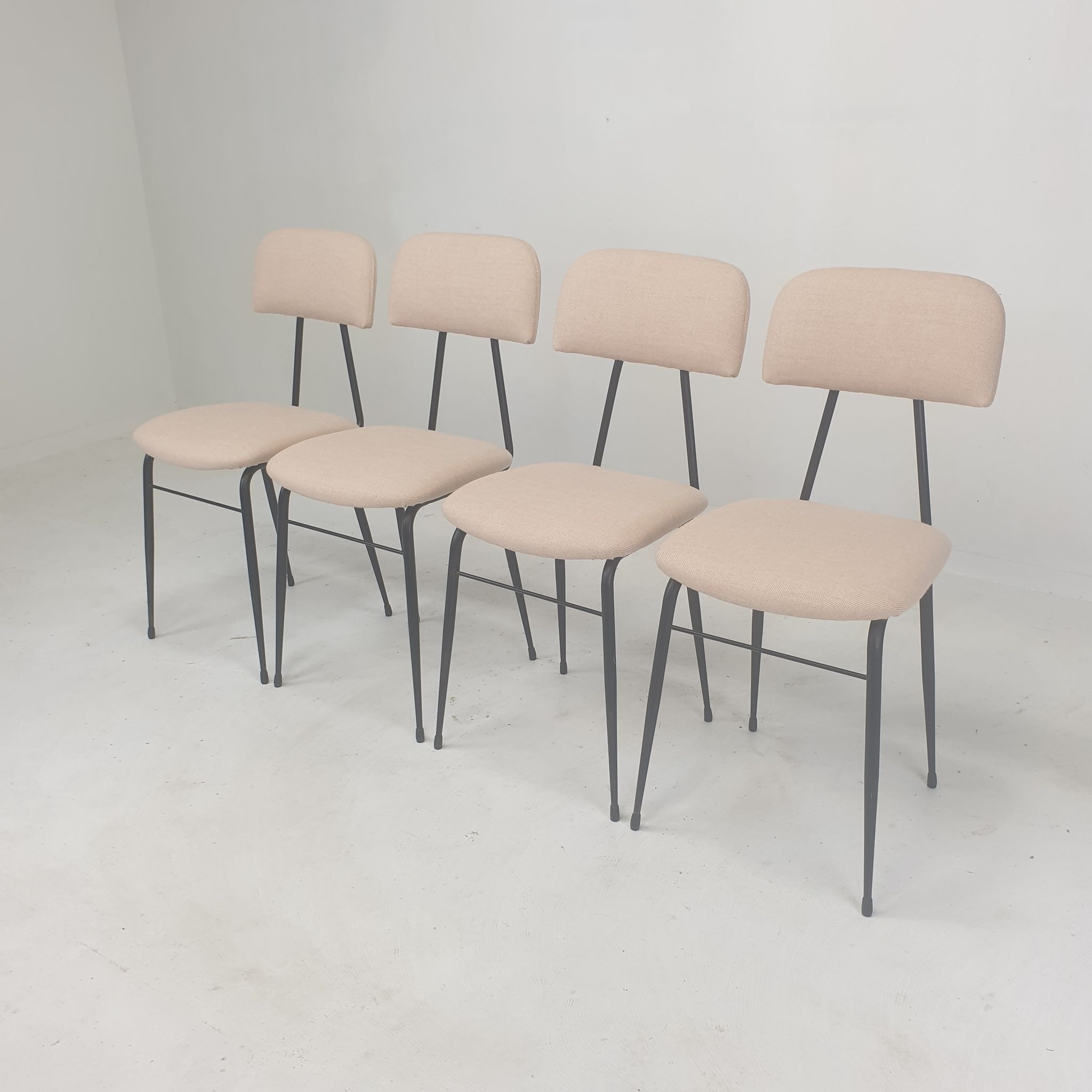 Set of 4 Italian Metal Dining Chairs, 1960's