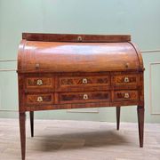 Cylinder Desk In Walnut Veneer From Louis XVI XVIII Eme Century