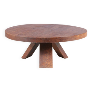 Table basse brutaliste - ronde 1970