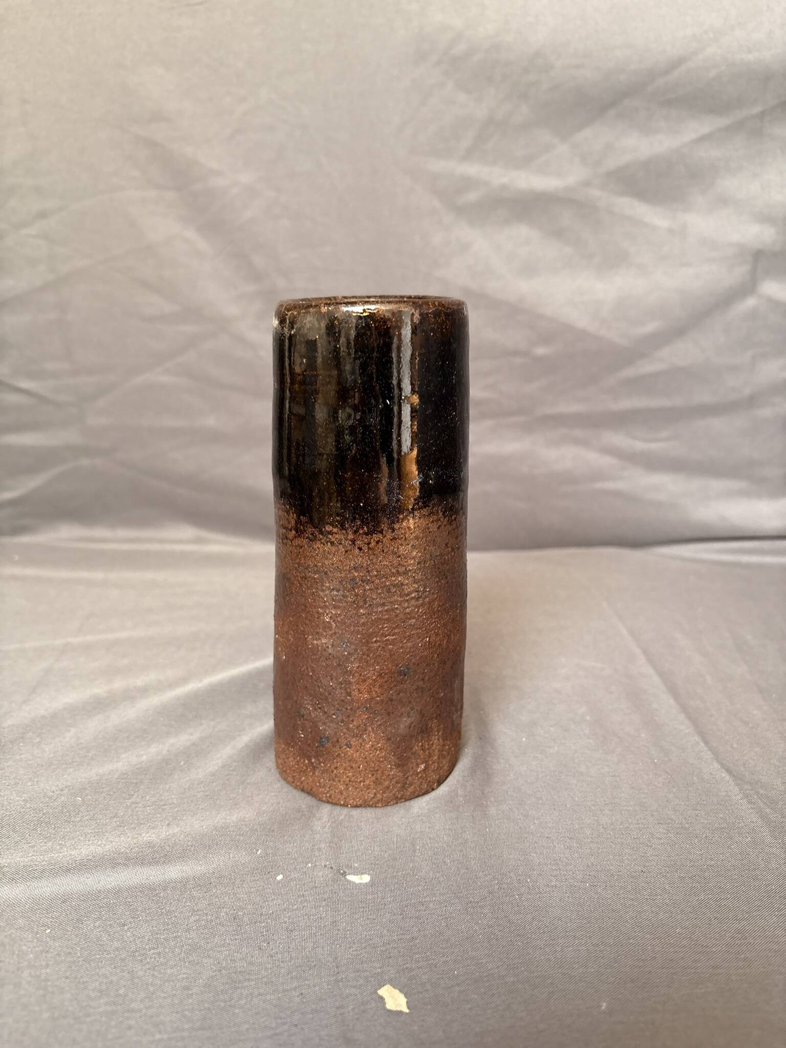 Vintage Signed Brown Terracotta Ceramic Stoneware Flower Vase