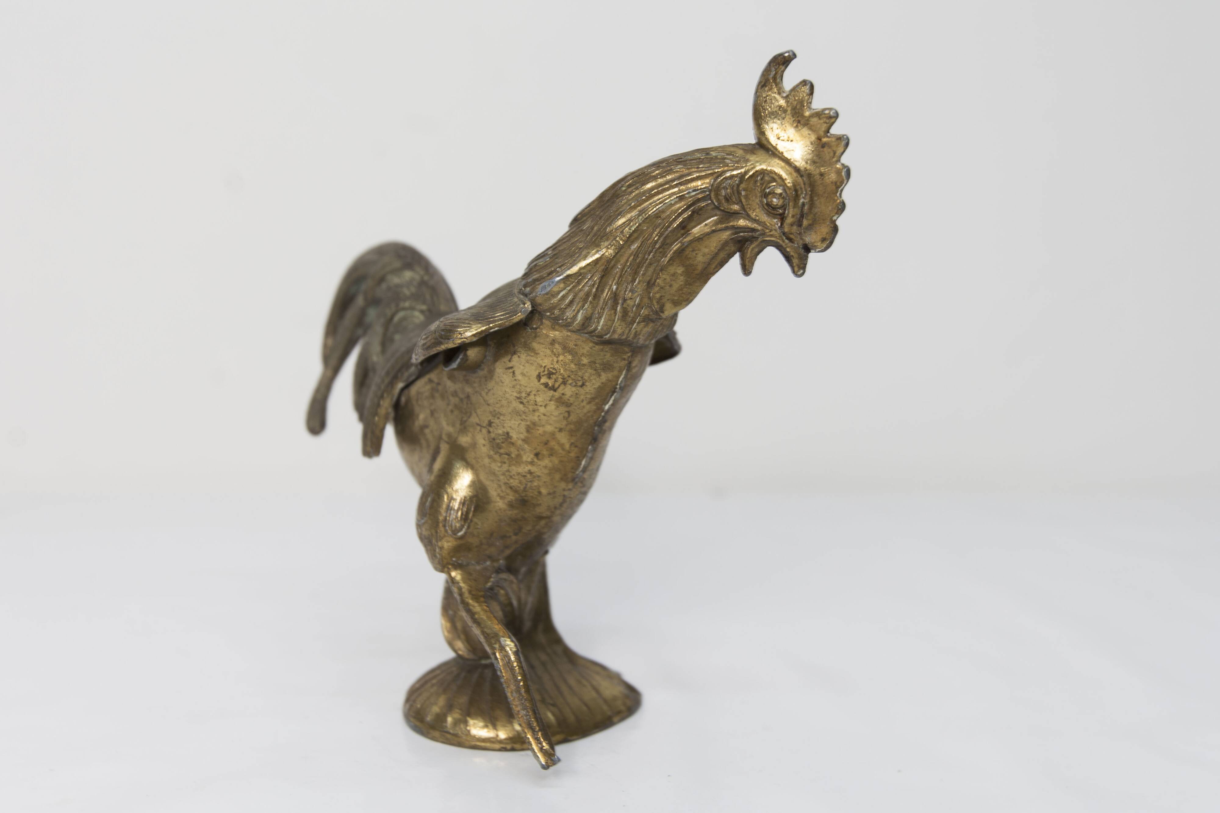 1960 rooster ashtray in spelter signed FC