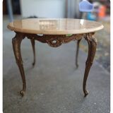 Table basse en bronze de style Louis XV avec plateau en marbre, XXe siècle