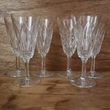Set of 6 champagne flutes in Reims crystal glass 1950
