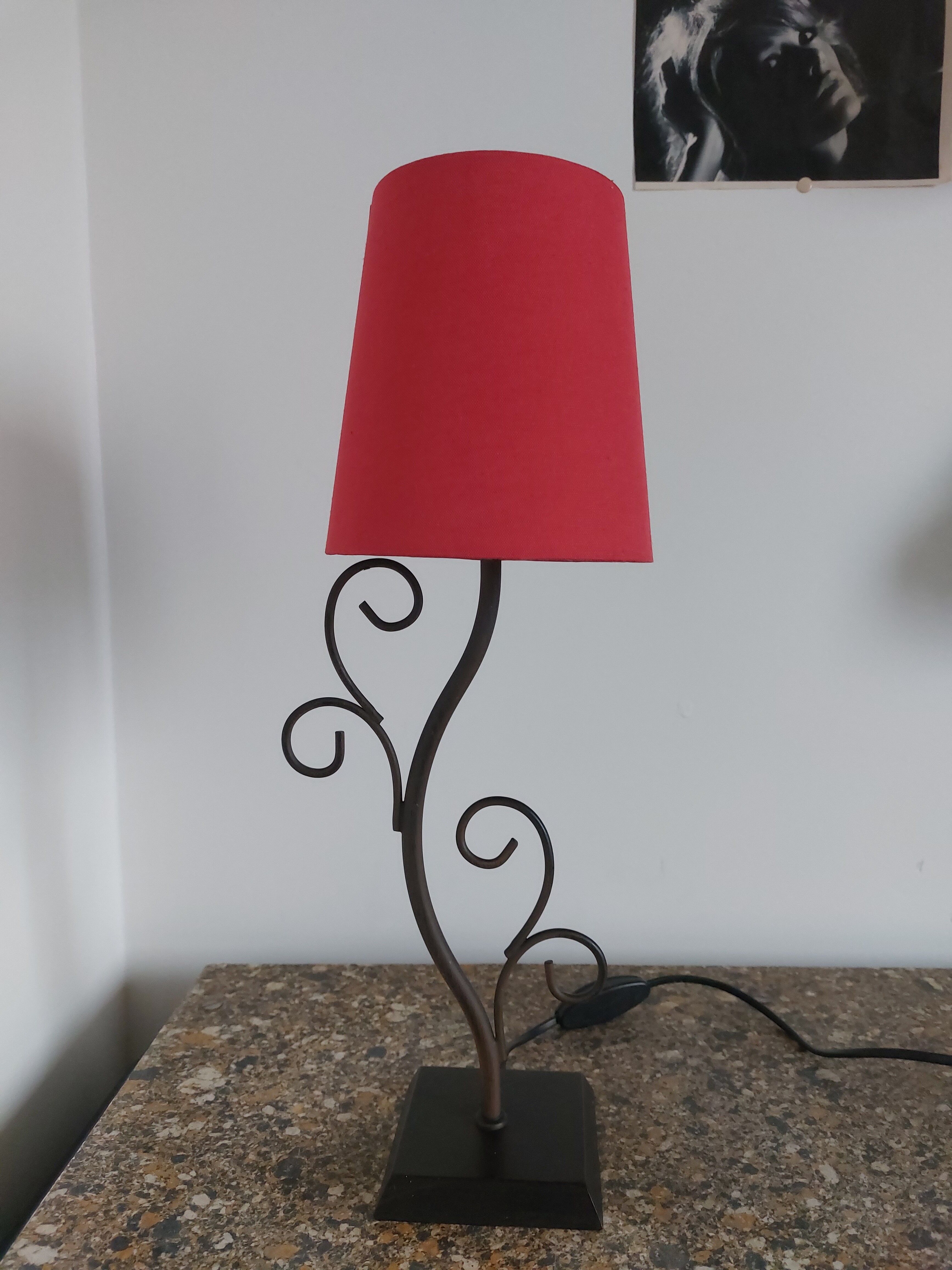 Lamp, red lampshade