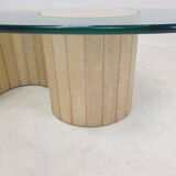 Italian travertine and glass coffee table, 1980's