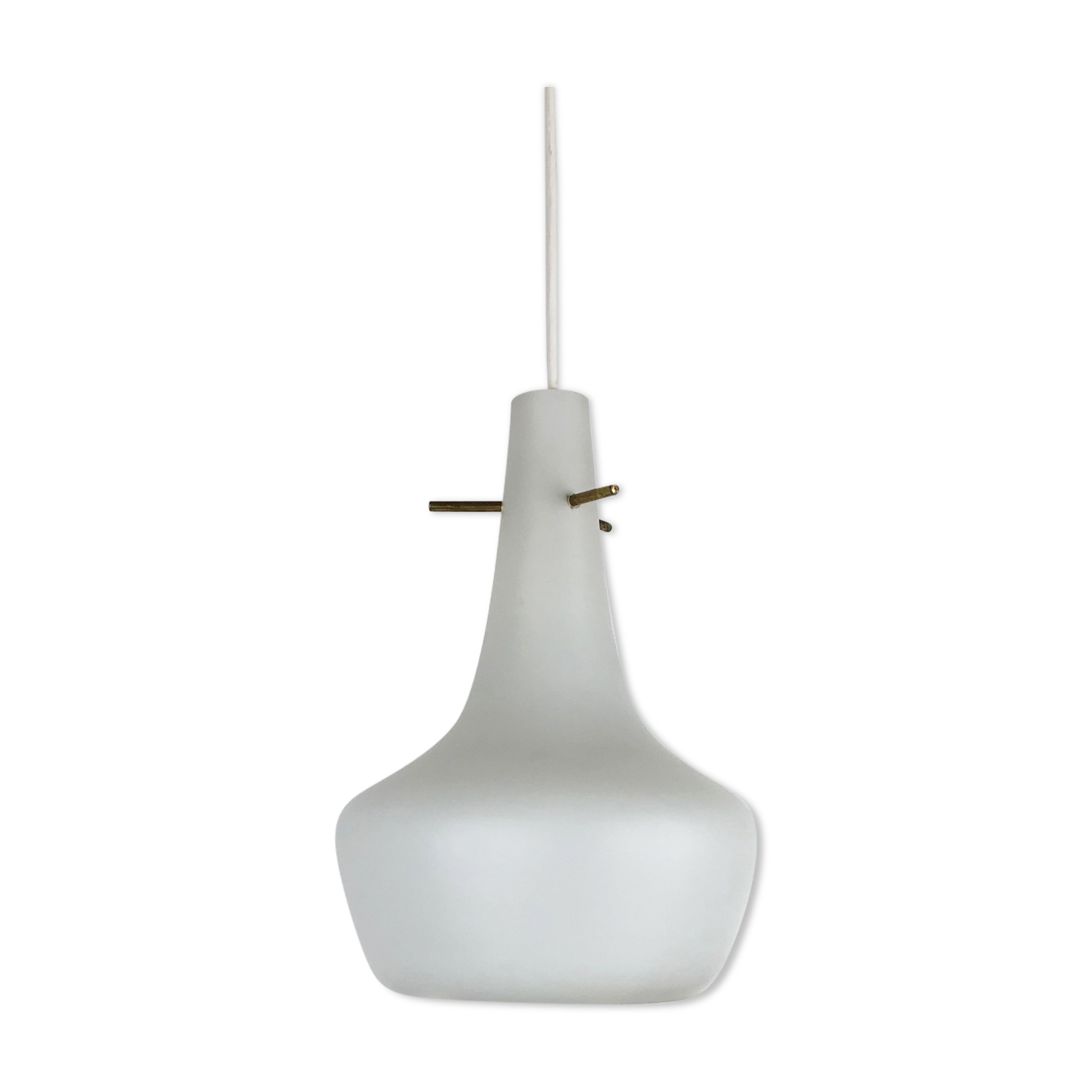 Original midcentury opal glass tube hanging light, italy, 1950