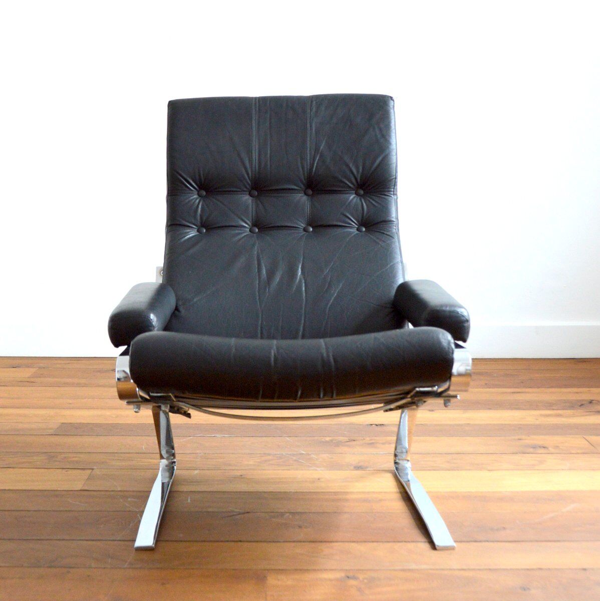 Leather lounge armchair by Reinhold Adolf for horn, 1960s