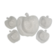 Salad bowl & 4 dessert cups, apple shape in clear glass