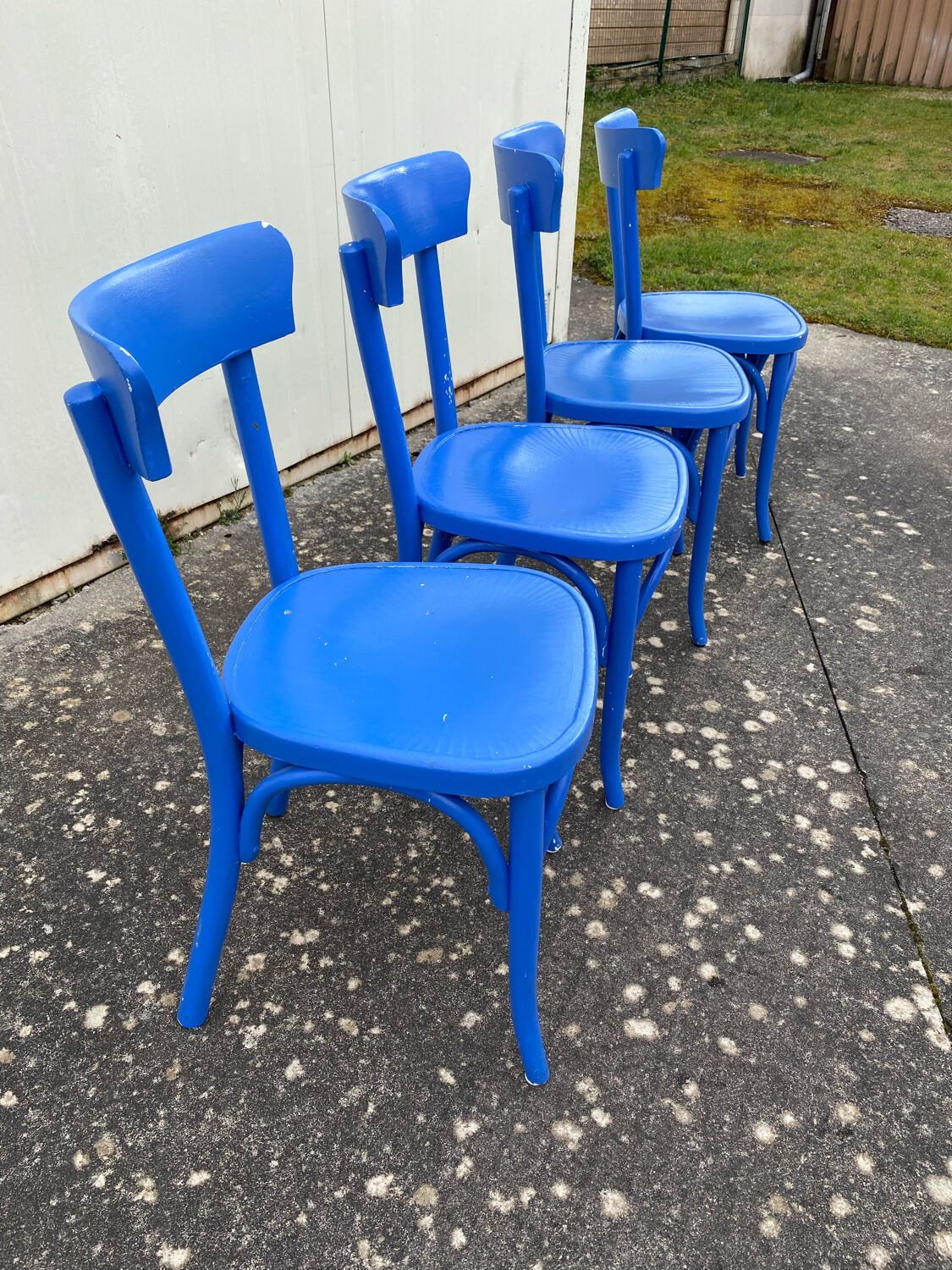 Set of 4 blue bistro chairs