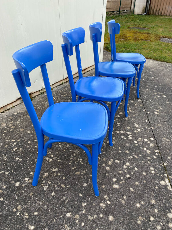 Set de 4 chaises bistrot bleues