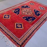Vintage moroccan rug 320x201 cm tazenacht berber atlas, tribal red, blue large