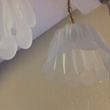 Pair of pendant lamps bell in frosted glass style art deco