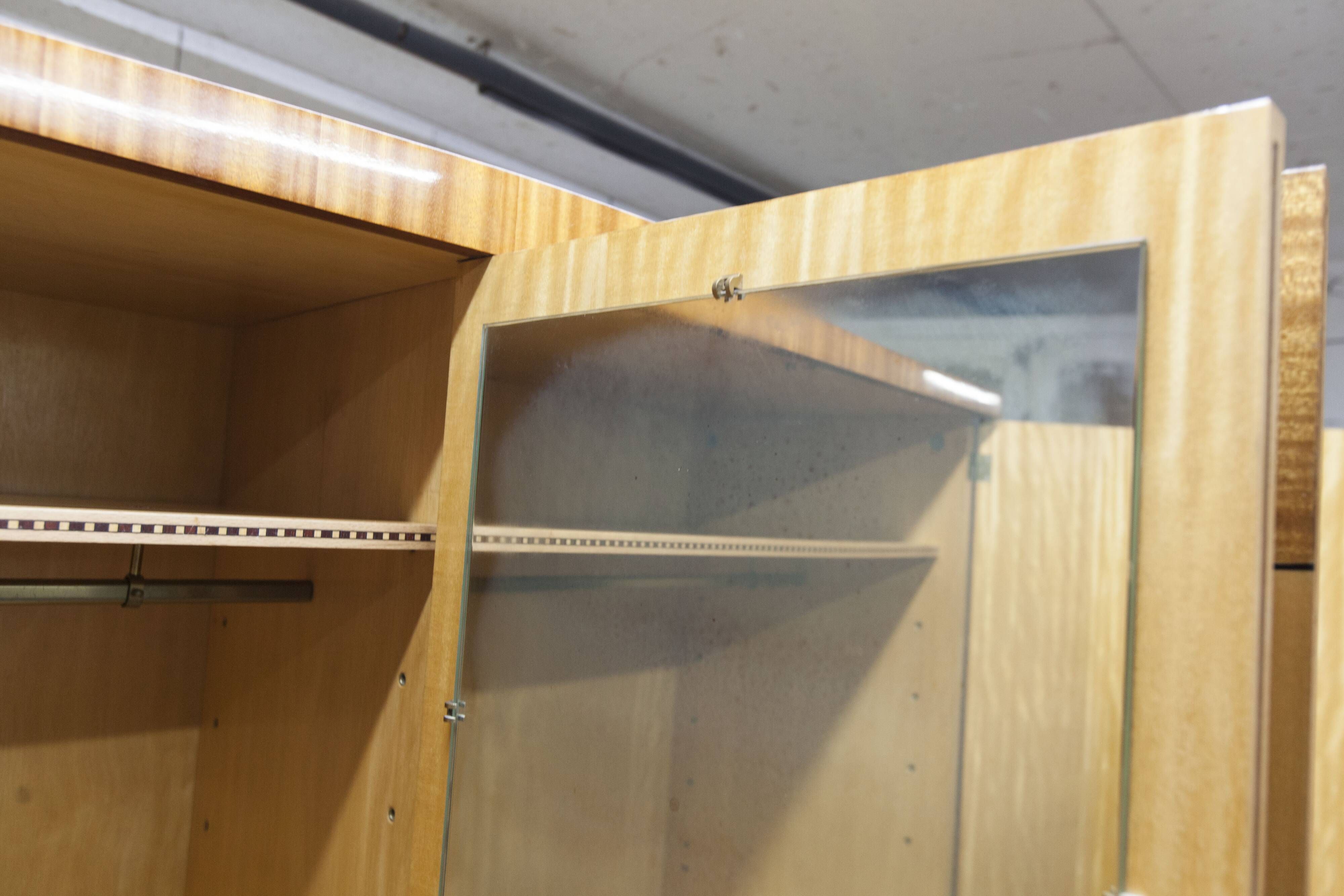 1960 Scandinavian wardrobe, atypical blond wood varnished, 4 doors 3