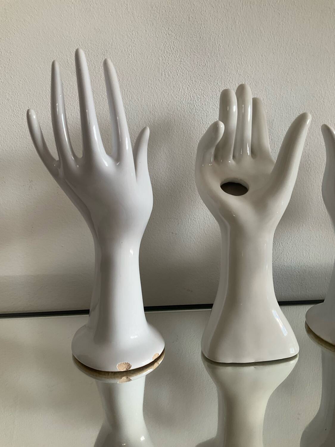 Set of 4 vintage ceramic soliflore hands