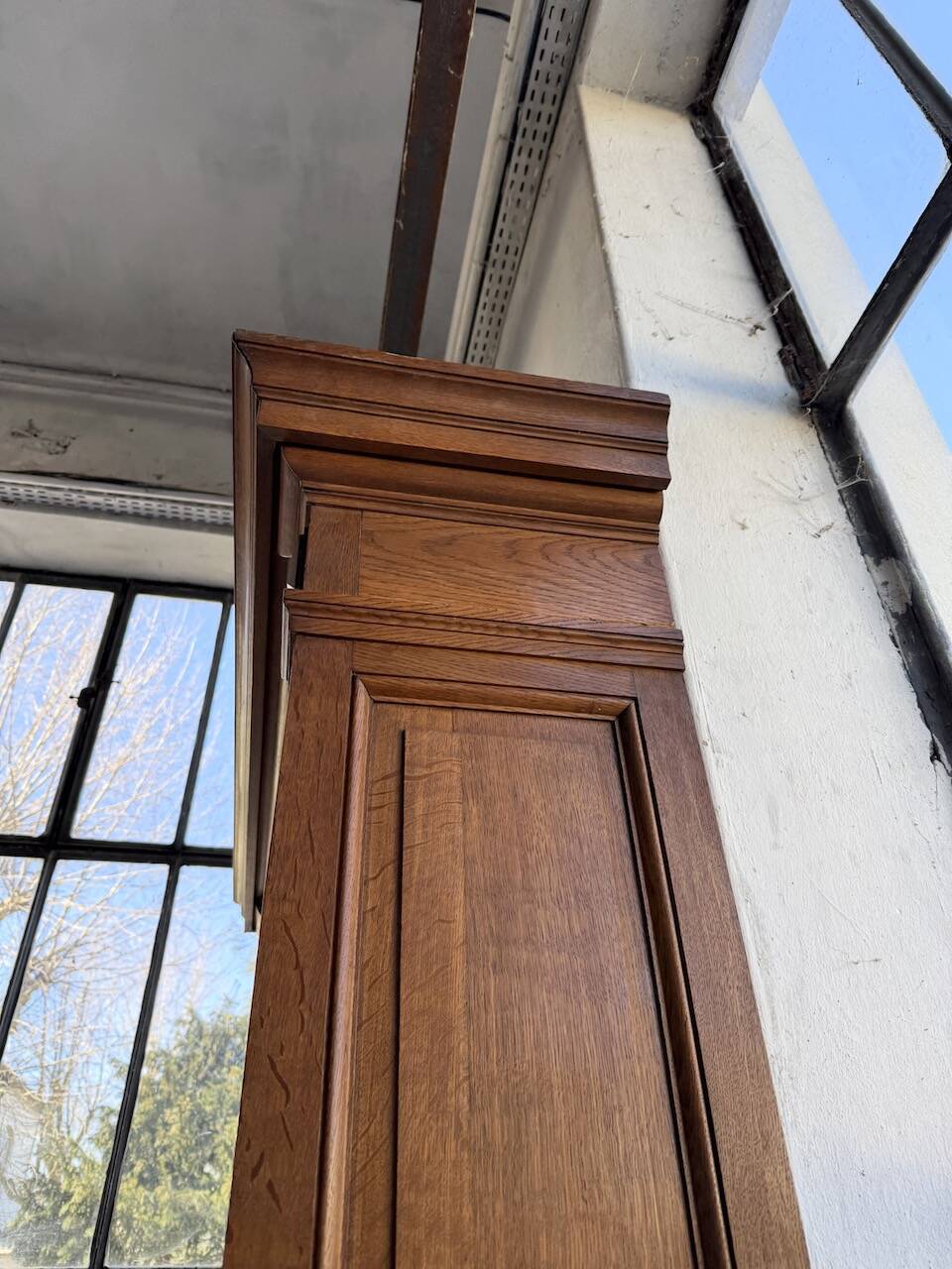 Antique XL Napoleonic oak glass bookcase, 19th century