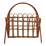 Vintage rattan and bamboo magazine holder,czechoslovakia,1970's.