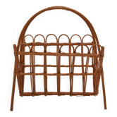 Vintage rattan and bamboo magazine holder,czechoslovakia,1970's.