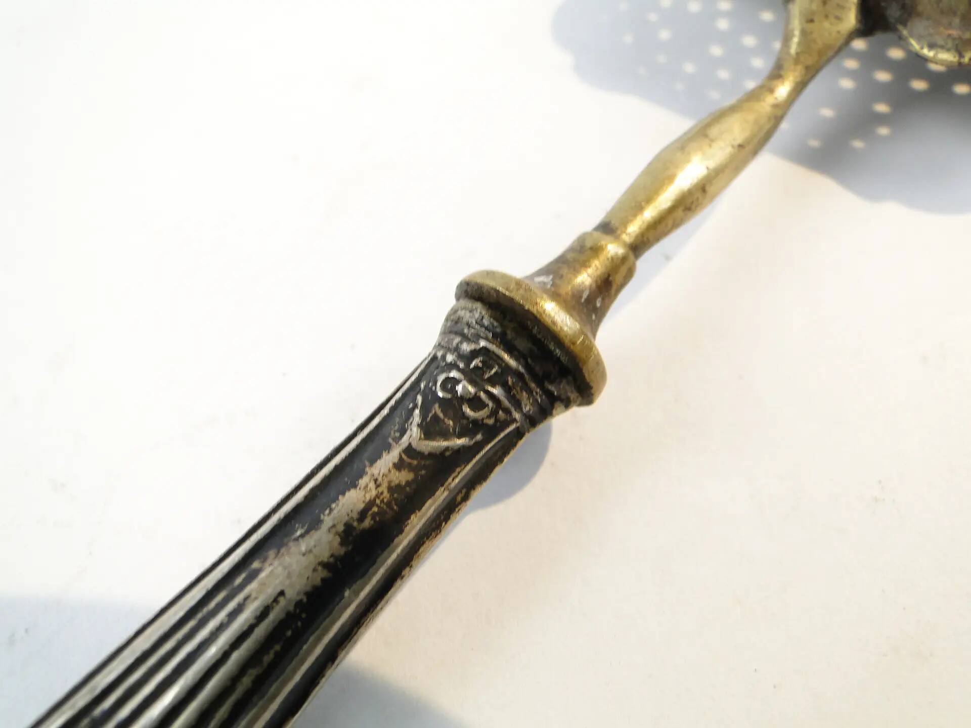 Absinthe spoon, brass, silver, Germany, early 20th century