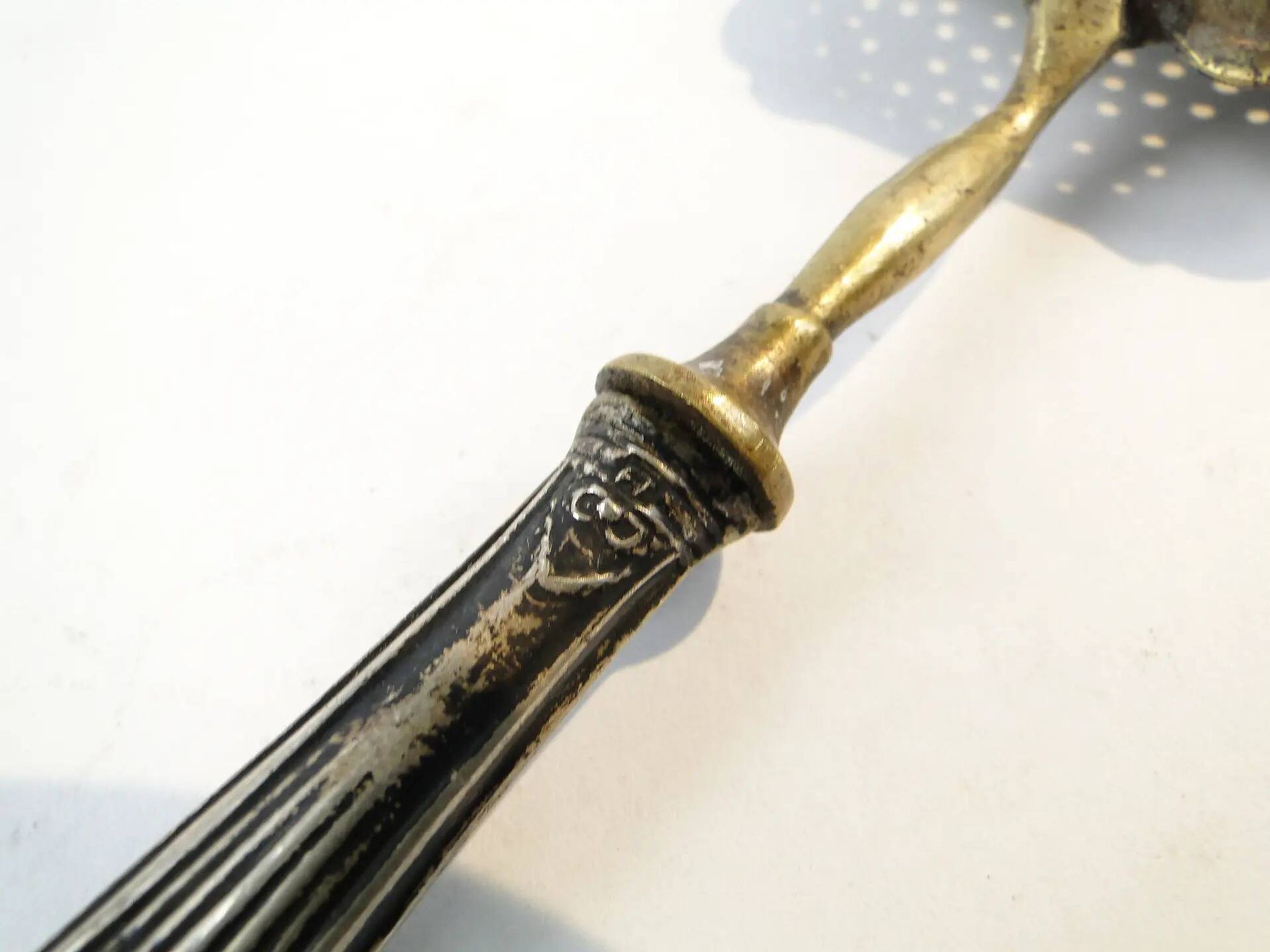 Absinthe spoon, brass, silver, Germany, early 20th century