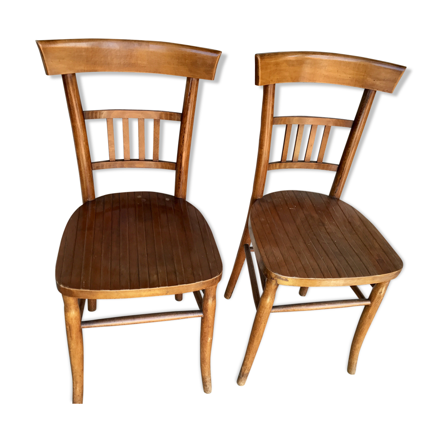 Pair of cherry bistro chairs