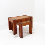 Pair of rustic side tables / bedside tables - 1960s