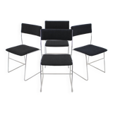 1970s Set of Four Minimalist Chrome Plated Dining Chairs, Czechoslovakia