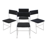 1970s Set of Four Minimalist Chrome Plated Dining Chairs, Czechoslovakia