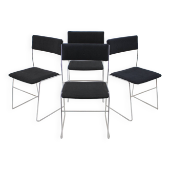 1970s Set of Four Minimalist Chrome Plated Dining Chairs, Czechoslovakia