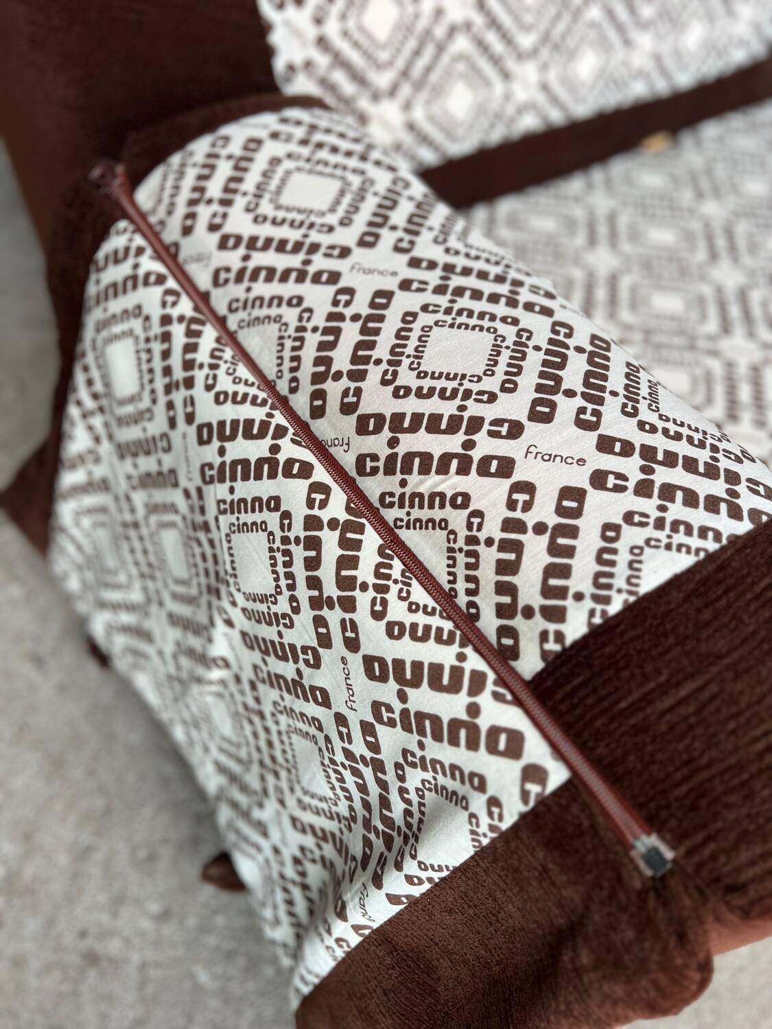 Cinna sofa kirk model brown velvet 1970 vintage