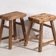 Antique solid wood stools (circa 1900). Set of 2 pieces no. 2.