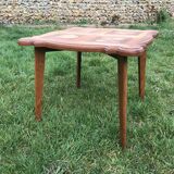 Vintage oak coffee table 1950 patterns card game