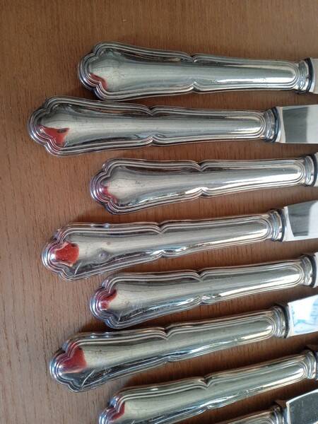 12 dixi knives in silver metal, filet model