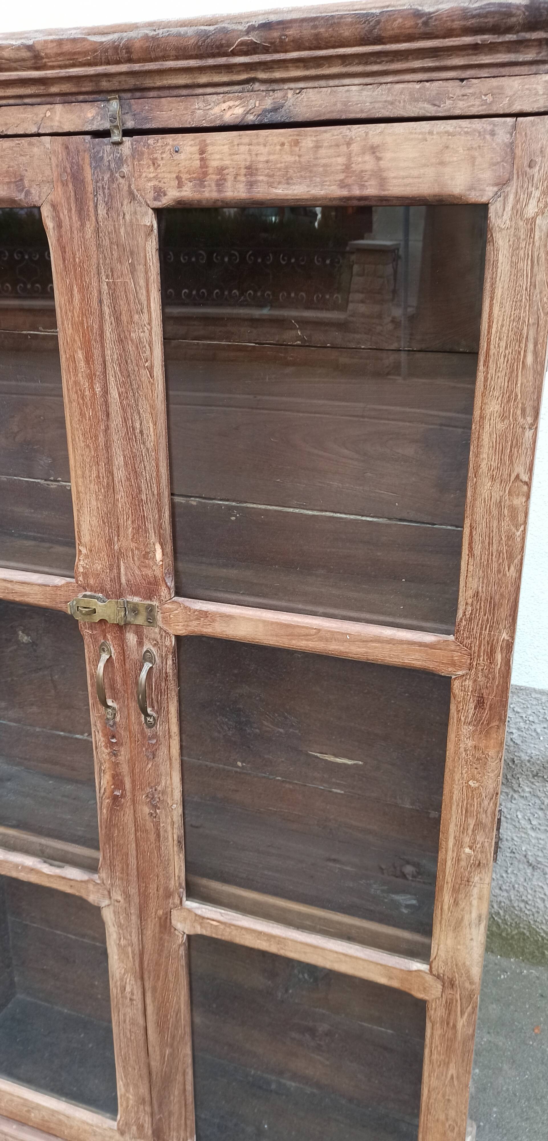 Antique wooden glass cabinet