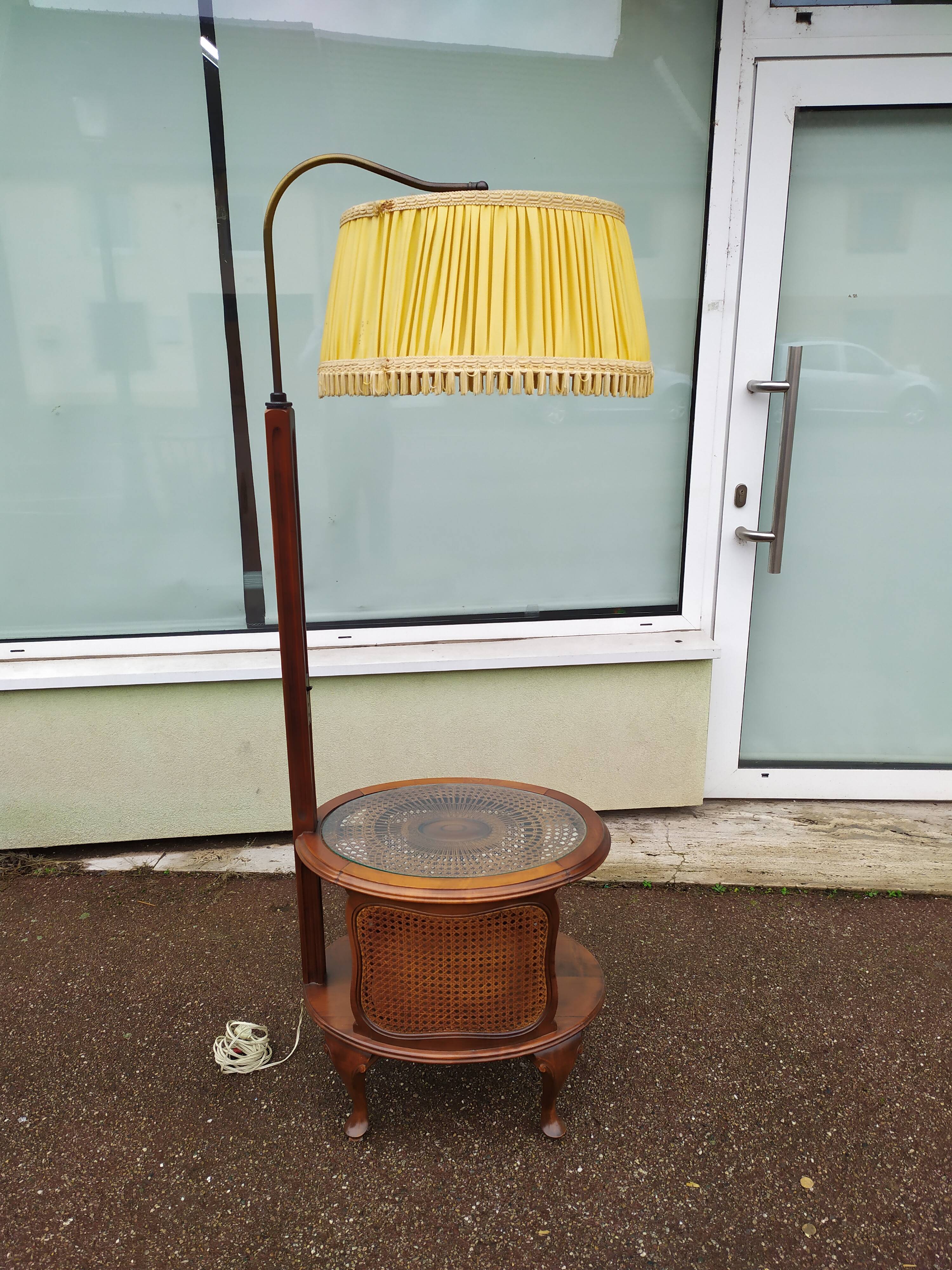 Floor lamp - wood - cane - glass