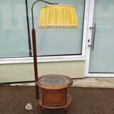 Floor lamp - wood - cane - glass