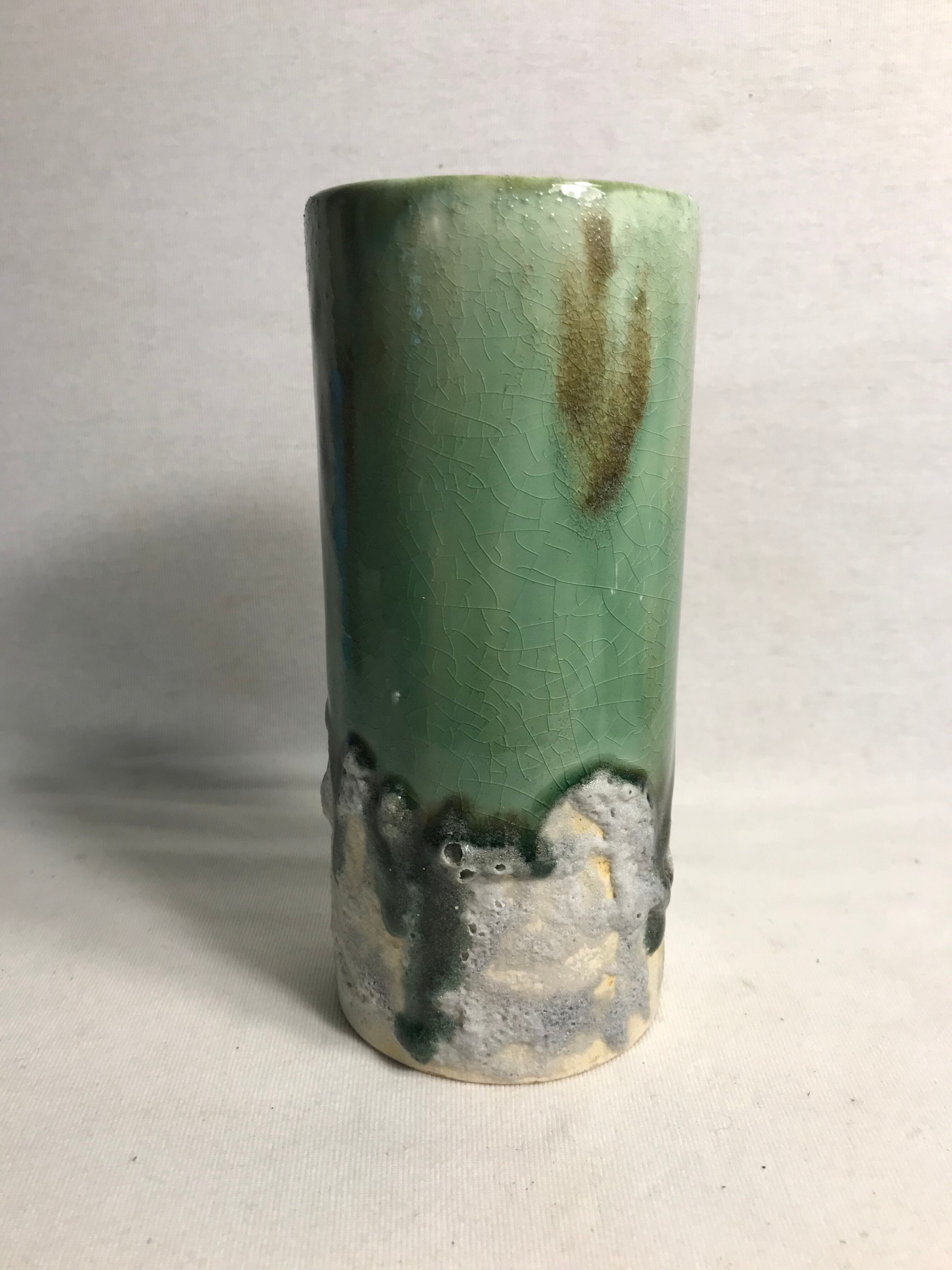Roll old glazed ceramic vase green