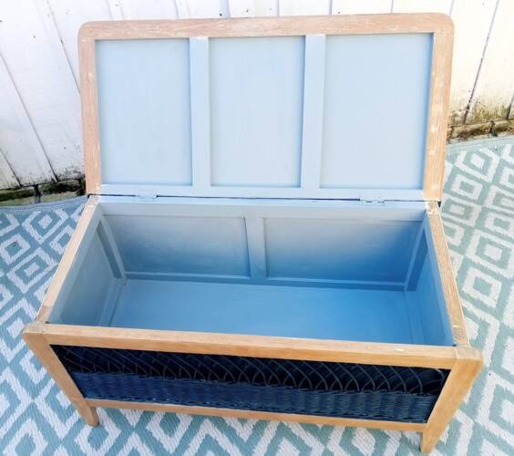 Wood and rattan chest
