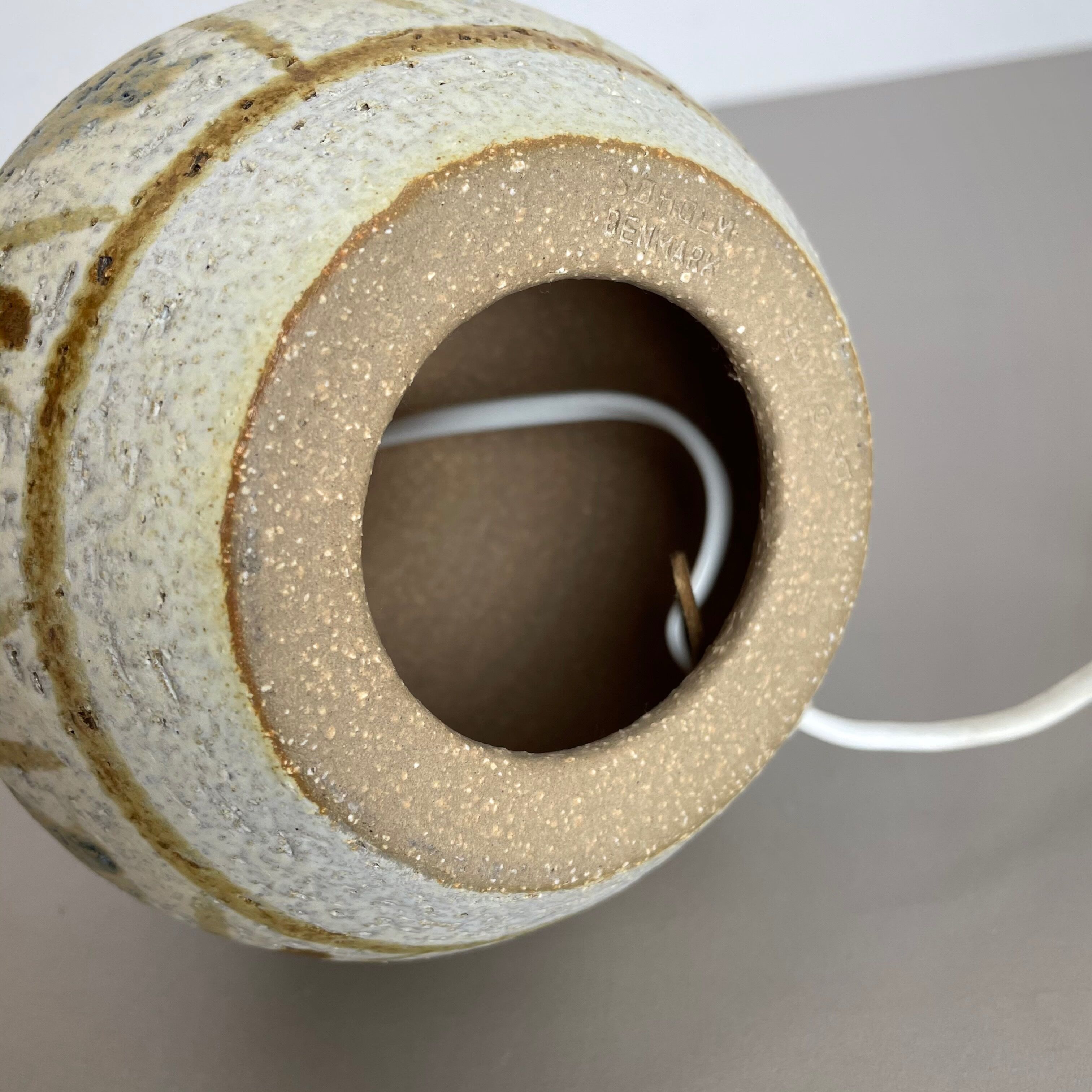 Ceramic studio pottery table light base by soholm  ceramic denmark 1970